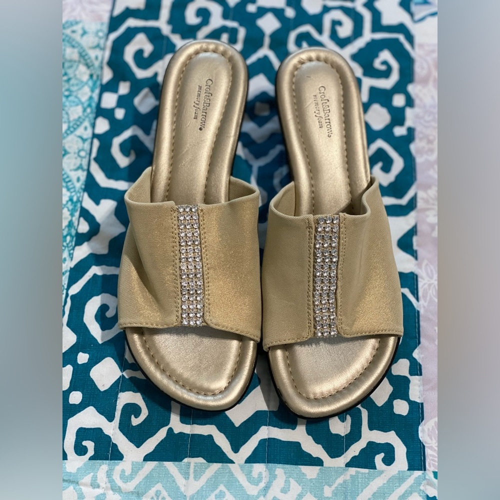 Croft & Barrow Gold Crystal Sandals